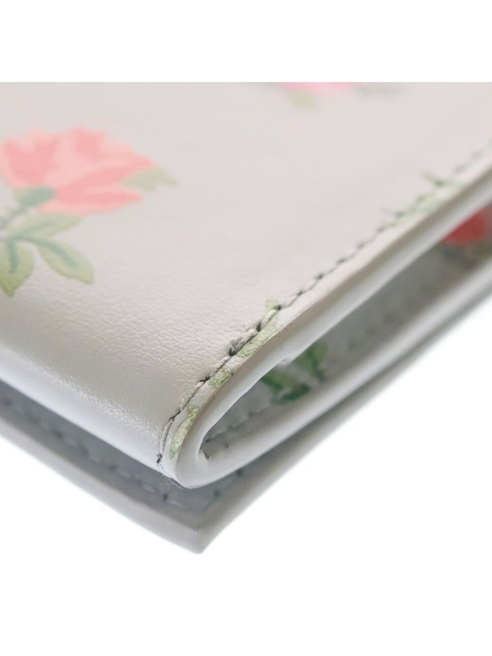 Prada Saffiano Triangle Logo Card Case Compact Wallet Bifold Flower Motif - Picture 5 of 6
